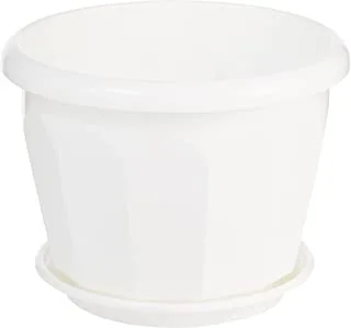 Cosmoplast Plastic Hexagonal Flowerpot 40 With Tray, White, Iffp40074Wh