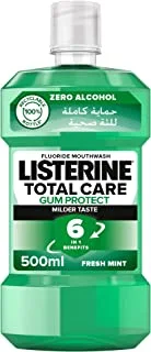Listerine, Total Care, Gum Protect, 6 Benefit Fluoride Daily Mouthwash, MilderTaste, Fresh Mint, 500ml