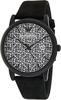 Emporio Armani Leather Wrist Watch For Men, Ar11274, Black