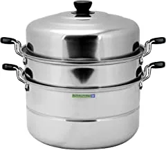 Royalford rf5014 multipurpose double layer steamer pot - 30 cm and 9 litres, silver,stainless steel