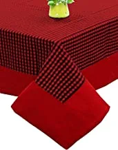 Kuber Industries Checkered Design Cotton 6 Seater Dining Table Cover 60 Inchesx90 Inches (Maroon)