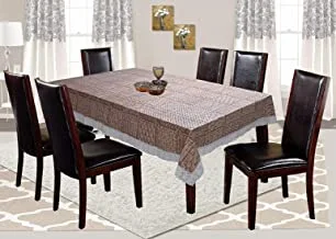 Kuber Industries Checkered Design Pvc 6 Seater Dining Table Cover (Brown), 152X228 Cm