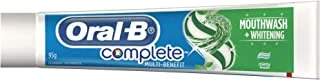 Oral B Complete Mouthwash + تبييض ، معجون أسنان بالفلورايد منعش بالنعناع ، 100 مل