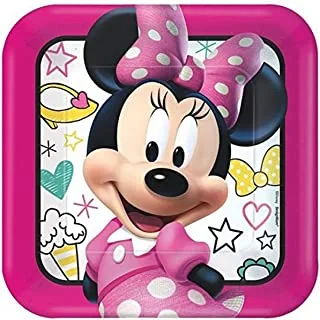 Disney Minnie Lunch Plates Birthday Party Disposable Tableware And Dishware (8 Pack), Multi Color, 9 Inches X 9 Inches.