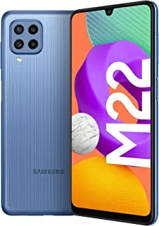 هاتف ذكي Samsung Galaxy M22 4G LTE Android ، 128 جيجابايت ، 4 جيجابايت رام ، هاتف ثنائي الشريحة ، أزرق فاتح (إصدار المملكة العربية السعودية)