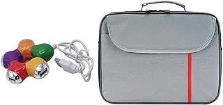 حقيبة كمبيوتر محمول داتازون حقيبة كتف 14.1 بوصة رمادي مع 4 منافذ يو اس بي هاب 2.0 متعدد الألوان.