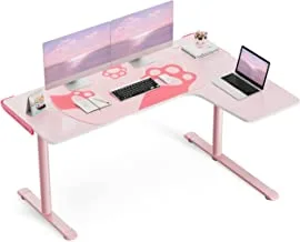EUREKA ERGONOMIC L60 Corner Gaming Desk, L-Shape Pink Gaming Computer Desk Home Office Writing Table 60 X 43in W Mousepad Popular Gift for Girl/Female/E-Sports Lover Right Side