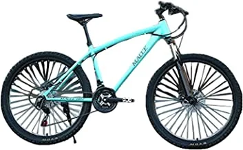 Macce Unisex Adult Disc Brake 21 Speed Mountain Bike, Spoked Wheel 26 Inches, Blue, Size L