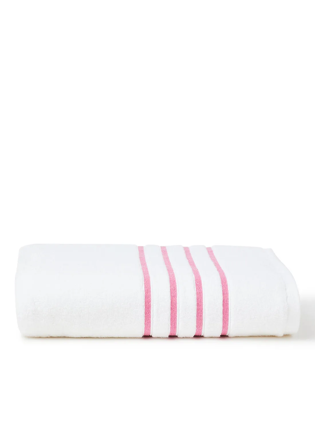 White Rose 100% Cotton Zero Twist 550 Gsm With Color Lining Style Bath Sheet White/Pink 80x160cm