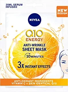 NIVEA Face Sheet Mask, Q10 Plus C Anti-Wrinkle, Vitamin C, 1 Mask