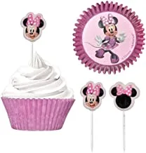 Minnie Mouse Cupcake Cases And Picks | Pink | Decoration | 24 Pieces Cup & 24 Pieces Picks, One Size