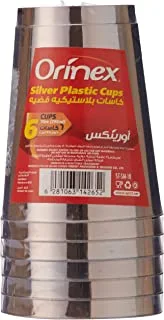Orinex Cups Plastic Silver, 6 Pieces