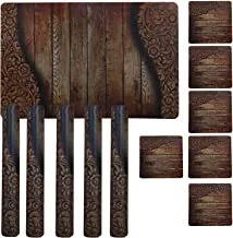 Kuber Industries Classic Placemat Set With Tea Coasters|Kitchen Table Mats|Non-Slip Table Mats For Dinning|6 Placemat & 6 Coaster|BROWN