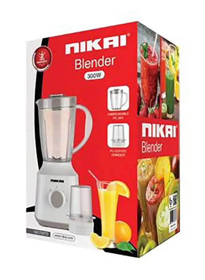 NIKAI Blender with Grinder Jar 1.5 L 300 W NB1700T3 White