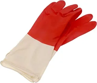 Lawazim Gloves Medium Flock Lined Latex White/Red 7-8Centimeter | Reusable gloves, protect your hands, Waterproof, Tear-Proof, Excellent Grip, Protective, Touch-Sensitive, Comfortable Fit.