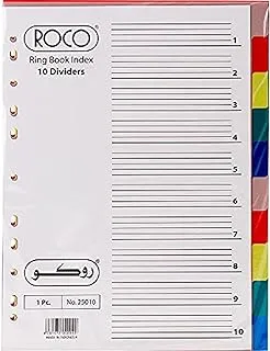 Roco Polyprophylene Blank Tab Type A4 Index Divider, 21 Cm Length X 29.7 Cm Width, Assorted Tab