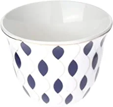 Homaidhi Cawa Set Of Arabic Porcelain Coffee Cups | Traditional Design | White & Dark Blue | Set Of 12