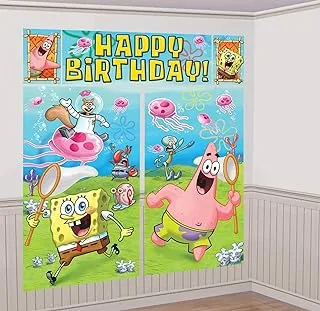 Amscan Silly Spongebob Birthday Party Scene Setter Wall Decorating Kit, Vinyl, 6', Pack Of 5