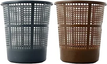 Kuber Industries Plastic Mesh Open Trash Can| Dustbin|Compost Bin For Home, Office, Shop|Waste Bin, Garbage Bin|5 Liters, Pack of 2 (Brown & Grey)