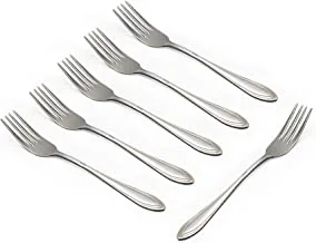 SOLETER Stainless Steel Dinner Fork With Mirror Polish | 6 Pieces Fruit Forks | Dessert Pastry Salad Forks for Home- Office- Dessert Shop and Party, silver
