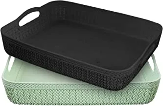 Kuber Industries Q-3 Unbreakable 2 Pieces Plastic Multipurpose Small Size Net Storage Basket For Office, Kitchen,Bathroom With Handle,Multi