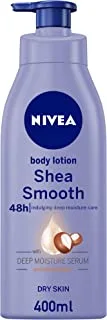 NIVEA Body Lotion Moisturizer for Dry Skin, 48h Moisture Care, Smooth Sensation Body Milk, Shea Butter, 400ml