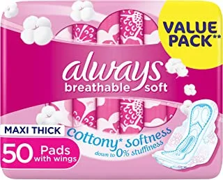 Always Cotton Skin Love Sanitary Pads, 50 Large Thick Pads
