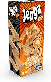 Hasbro Classic Jenga Game with Genuine Hardwood Blocks, Stacking Tower Game for 1 or More Players for Kids Ages 6 and Up