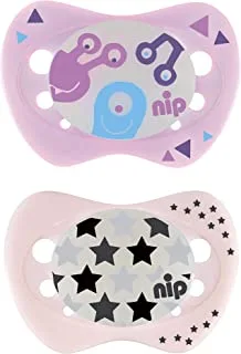 Nip Night Soothers Silicone, Monster & Star_Girl, 0-6M, 1 Of Piece