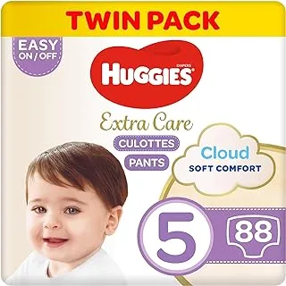 Huggies Extra Care Culottes, Size 5, 12-17 kg, Twin Jumbo Pack, 88 Diaper Pants
