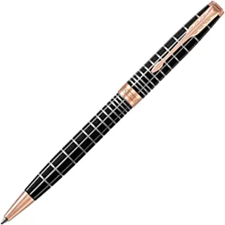 قلم باركر سونيت بريميوم من المطاط البني مع إطار ذهبي وردي وعبوة حبر - 8538