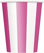 Unique Party 38026 - 12Oz Hot Pink Striped Paper Cups, Pack of 6