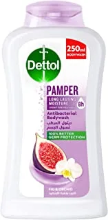 Dettol Pamper Showergel & Bodywash, Fig & Orchid Fragrance for Effective Germ Protection & Personal Hygiene, 250ml