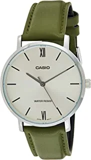 ساعة كاسيو للرجال جلد اخضر MTP-VT01L-3BUDF