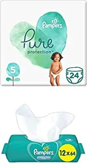 Pampers Pure Protection, Size 5, 120 Diapers + 768 Complete Clean Wet Wipes