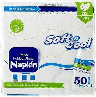 Hotpack Soft N Cool Paper Napkin 33X33 Cm, 50 Pieces, 50 Units