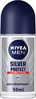 NIVEA MEN Antiperspirant Roll-on for Men, Silver Protect Antibacterial Protection, 50ml