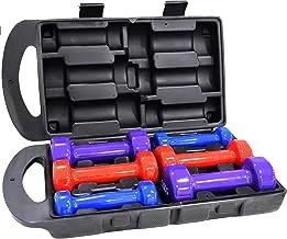 SKY LAND Classical Head Vinyl Dumbbells/Hand Weights Pair/Vinyl Coated Dumbbell Set for Home Gym, with molded Case/Exercise & Fitness Equipment Workouts/Strength Training/10Kg Dumbbell Set/EM-9219-5