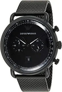 Emporio Armani men's aviator chronograph, black-tone stainless steel watch, ar11264