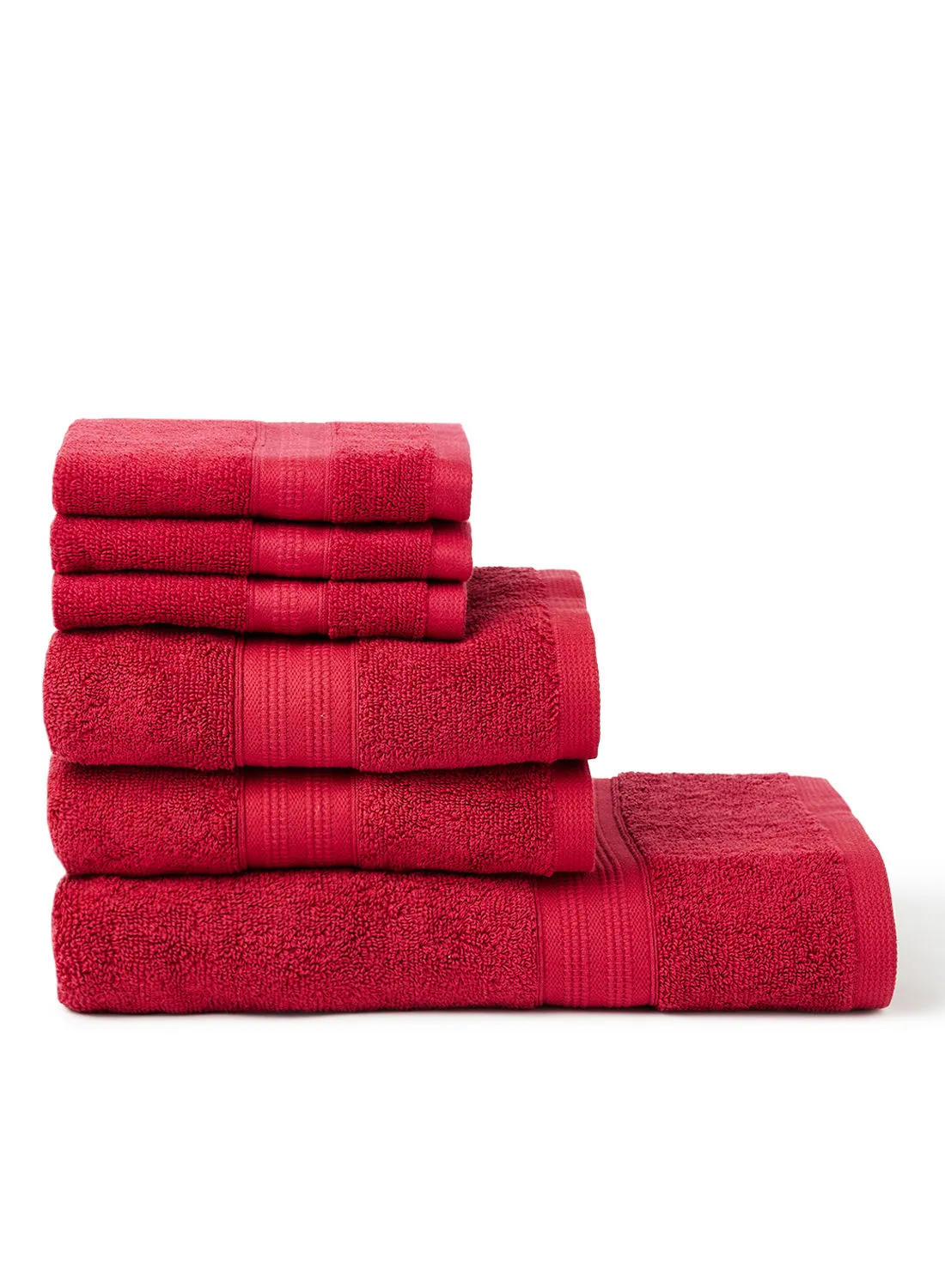 White Rose 6-Pieces Towel Set Fancy Border Red 70X140cm