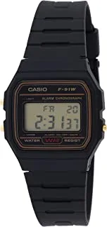 كاسيو ساعة رقمية بسوار من الراتنج ، أسود ، F91WG-9QDF