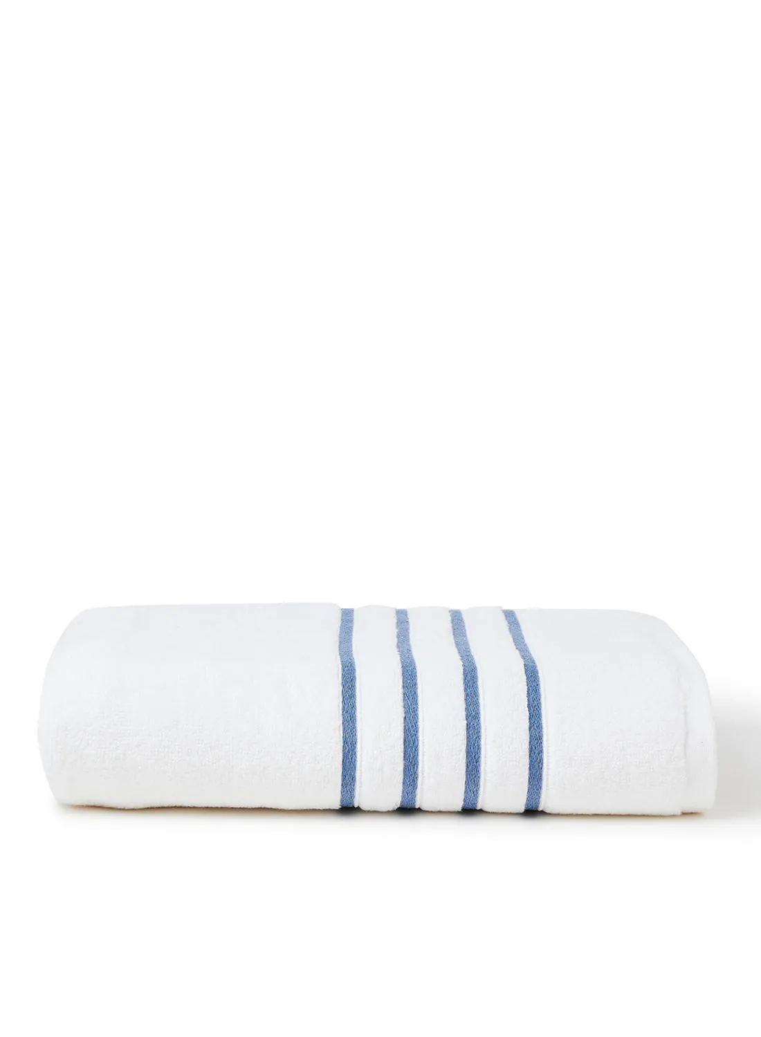 White Rose 100% Cotton Zero Twist 550 Gsm With Color Lining Style Border Bath Sheet White/Blue 80x160cm