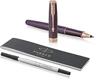 Parker Sonnet Rollerball Pen, Prestige Chiselled Purple Matrix With Rose Gold Trim, Fine Point With Ink Refill | 8567