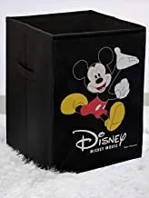 Kuber Industries Disney Mickey Mouse Toy Storage Box|Cloth Storage Basket With Handles|Foldable Drawer Organizer|BLACK