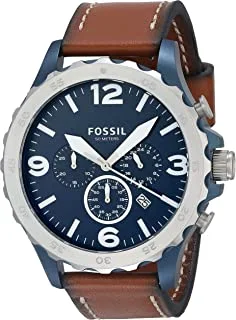 Fossil Nate Men's Navy Blue Dial Men's Leather Chronograph Watch - JR1504