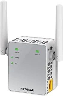 NETGEAR 11AC 750 Mbps (300 Mbps + 450 Mbps) موسع نطاق Wi-Fi ثنائي النطاق مع هوائيات خارجية (Wi-Fi Booster) (EX3700-100UKS) أبيض