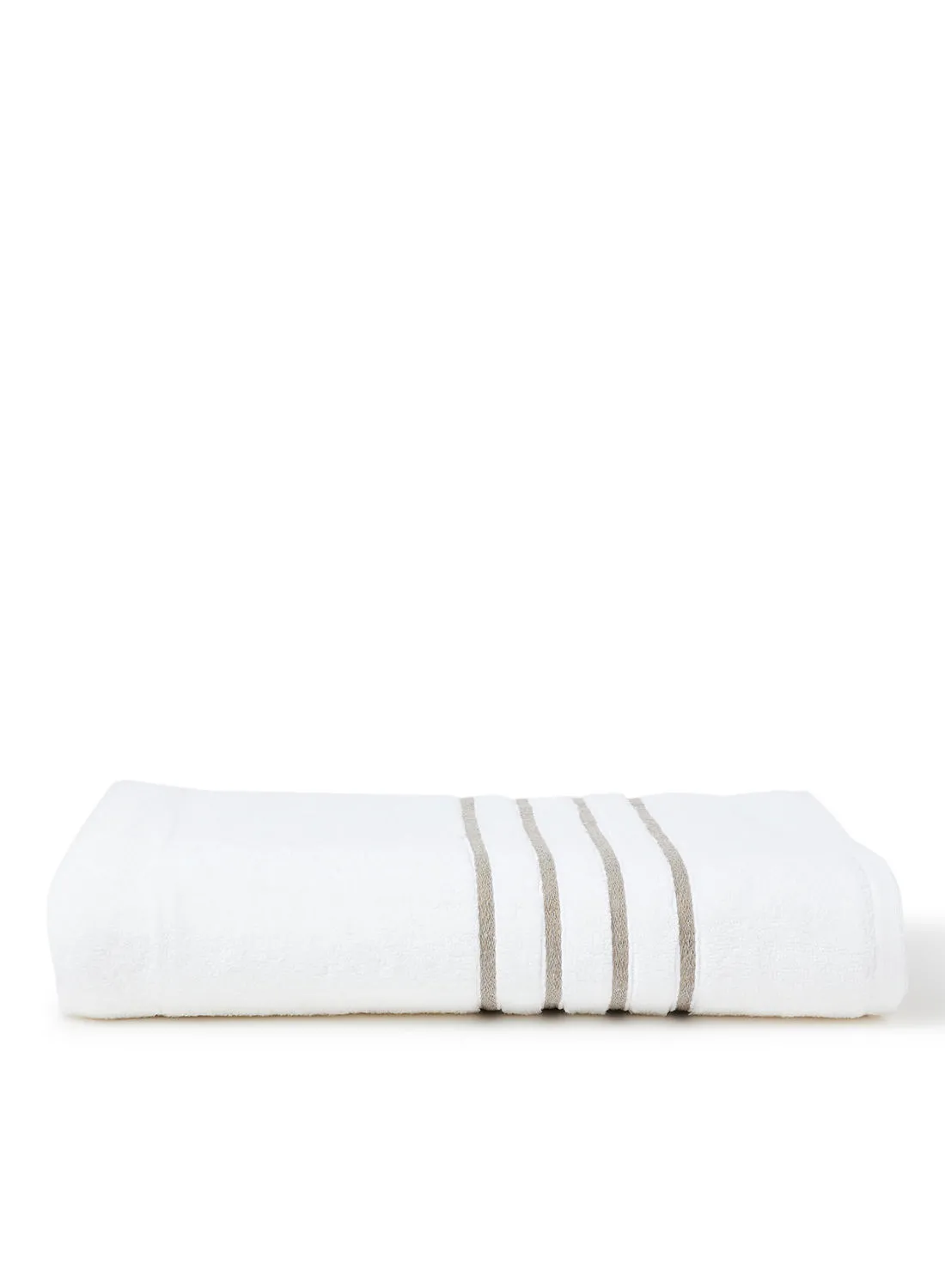 White Rose 100% Cotton Zero Twist 550 Gsm Bath Sheet With Color Lining Style Border White/Grey 80x160cm
