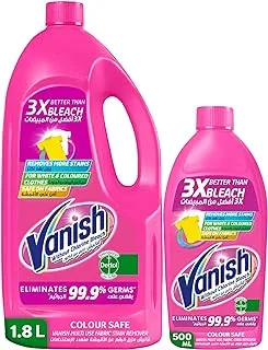 Vanish Laundry Stain Remover Liquid for White Colored Clothes, Can be used with or without Detergents & Additives, 1.8L + 500ml