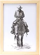 Lowha Old West Rider Wall Art With Pan Wood Framed Ready To Hang For Home, Bed Room, Office Living Room Home Decor Hand Made Wooden Color 23 X 33Cm By Lowha