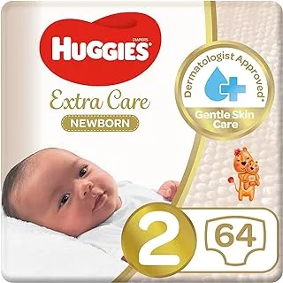 Huggies Extra Care Newborn, Size 2, 4-6 kg, Jumbo Pack, 64 Diapers